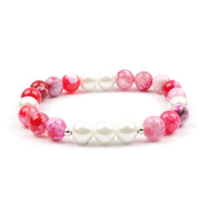 Moni - dámský náramek achát růžový perly