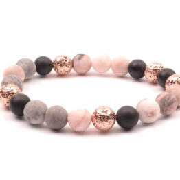 Moni  dámský náramek jaspis zebra onyx láva rose gold