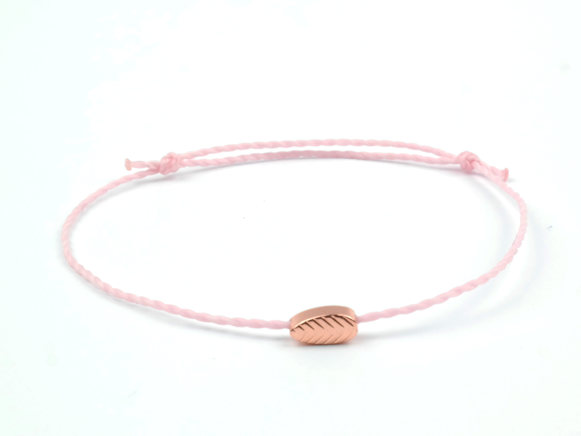 Moni dámský náramek světle růžový s lístečkem rose gold