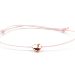 Moni dámský náramek světle růžový se srdíčkem rose gold