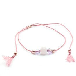 Moni náramek hedvábí dark pink s broušeným růženínem