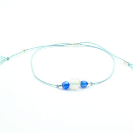 Moni náramek hedvábí turquoise s broušeným jadeitem