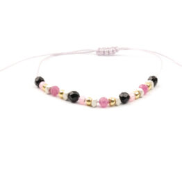 Moni náramek šedý hematit pink turmalín onyx