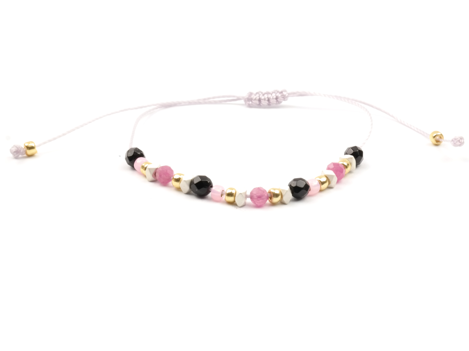 Moni náramek šedý hematit pink turmalín onyx